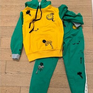 NWT AQUA BENDITA kids unisex Hoodie & Jogger set w/patches & embroidery, size 12